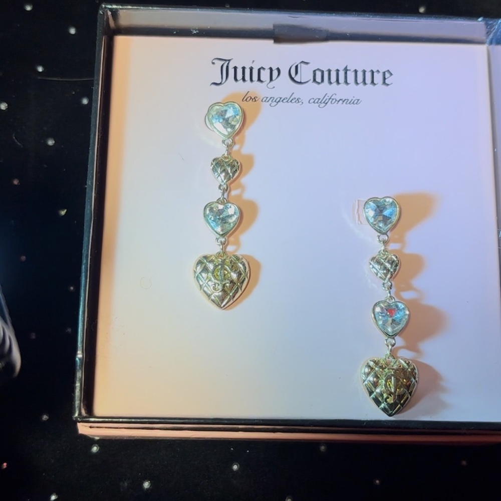 Juicy Couture Silver Heart Drop Earrings